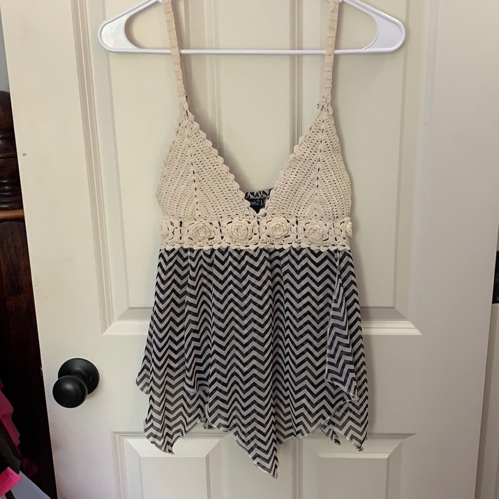 Rue 21 Chevron Crochet Festival Tank Top